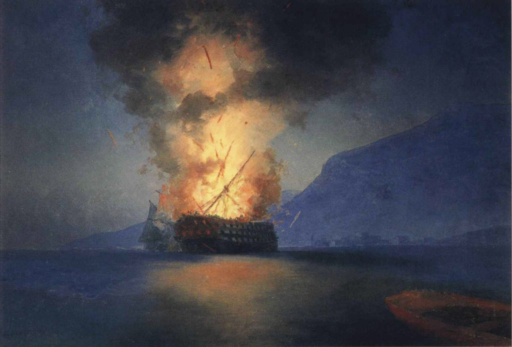 Ivan Aivazovsky -Exploding Ship - 1900