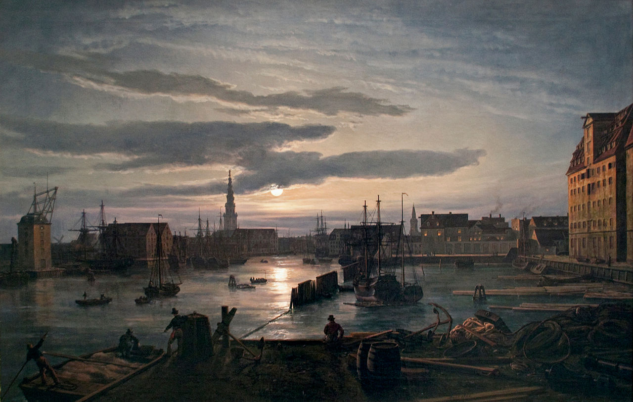 Johan Christian Dahl - Copenhagen Harbour by Moonlight - 1846